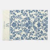 Toile bleu Monogramme personnalisée Serviette de c (Horizontal)