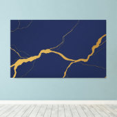 Toile Bleu Nuit et Or Abstrait Kintsugi (Insitu (Plancher de Bois))
