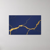 Toile Bleu Nuit et Or Abstrait Kintsugi (Recto)