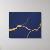 Toile Bleu Nuit et Or Abstrait Kintsugi (Recto)