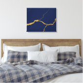 Toile Bleu Nuit et Or Abstrait Kintsugi (Insitu(Chambre))