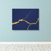 Toile Bleu Nuit et Or Abstrait Kintsugi (Insitu (Plancher de Bois))