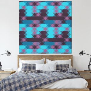 Toile bleu paon, violet, bleu topaze et tonnerre
