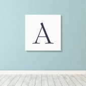 Toile Bleu Plain Élégant Moderne Monogramme Initiale (Insitu (Plancher de Bois))