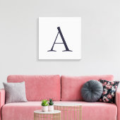 Toile Bleu Plain Élégant Moderne Monogramme Initiale (Insitu(Salon))