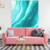 Toile Bleu profond et vert Turquoise Ocean Fluid Art (Insitu(Salon))