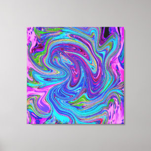 Toile Bleu, Rose et Violet Groovy Art Abstrait Rétro