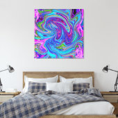 Toile Bleu, Rose et Violet Groovy Art Abstrait Rétro (Insitu(Chambre))