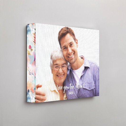 Toile Bleu rouge Abstrait motif floral de bord photo