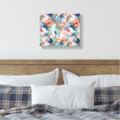 Toile Bleu rouge Abstrait peinture motif floral (Insitu(Chambre))