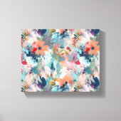 Toile Bleu rouge Abstrait peinture motif floral (Recto)