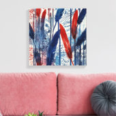 Toile Bleu rouge forêt aquarelle mur art (Insitu(Salon))