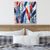 Toile Bleu rouge forêt aquarelle mur art (Insitu(Chambre))