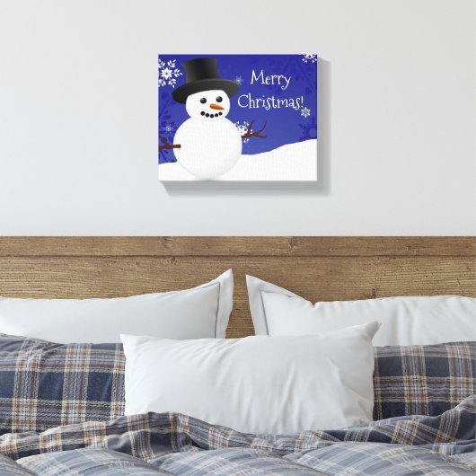 Toile Bleu Snowman scène d'hiver Canvas de Noël Imprimer (Insitu(Chambre))