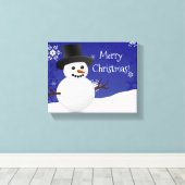Toile Bleu Snowman scène d'hiver Canvas de Noël Imprimer (Insitu (Plancher de Bois))