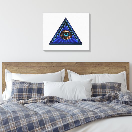 Toile Bleu triangle avec oeil Oeil de Providence (Insitu(Chambre))