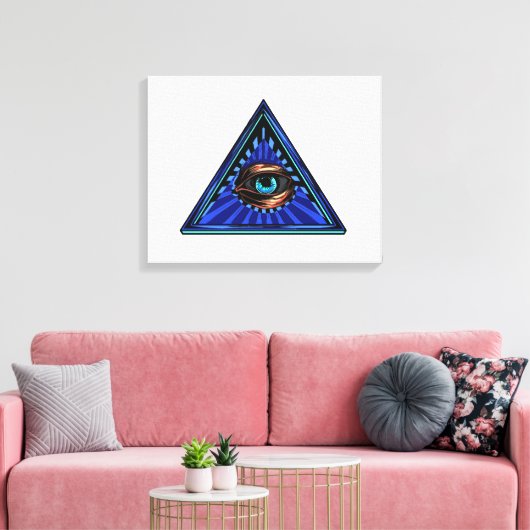 Toile Bleu triangle avec oeil Oeil de Providence (Insitu(Salon))