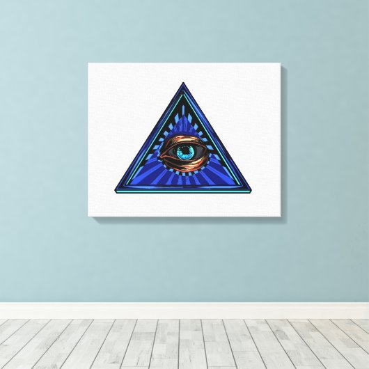 Toile Bleu triangle avec oeil Oeil de Providence (Insitu (Plancher de Bois))