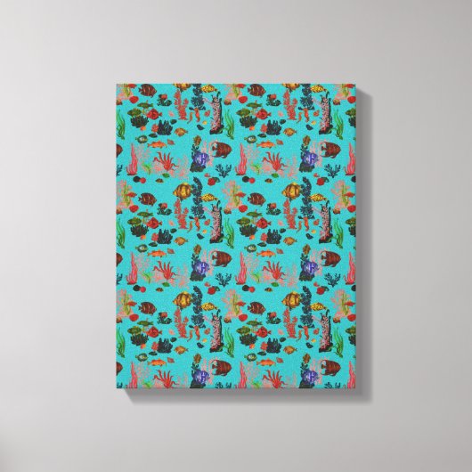 Toile Bleu Tropical Ocean Vie marine Paradise Aquarelle (Recto)