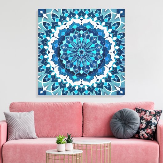 Toile bleu turquoise Mandala (Insitu(Salon))