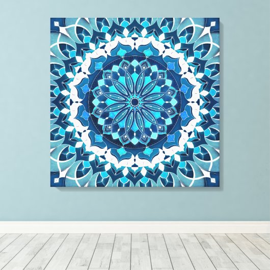 Toile bleu turquoise Mandala (Insitu (Plancher de Bois))