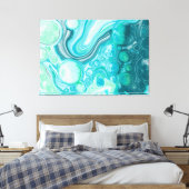 Toile Bleu, Turquoise Mer Vagues et Bulles (Insitu(Chambre))