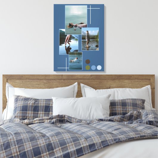 Toile Bleu Vert Drown Photo Collage Script Canvas Imprim (Insitu(Chambre))