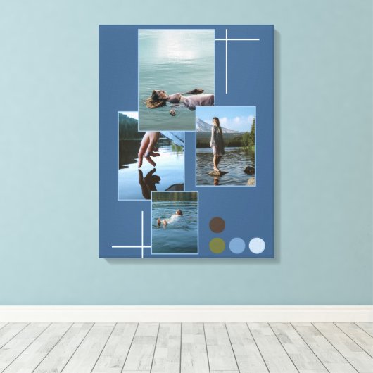 Toile Bleu Vert Drown Photo Collage Script Canvas Imprim (Insitu (Plancher de Bois))