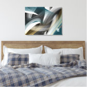 Toile Bleu Vert Or Noir Blanc Gris Abstrait (Insitu(Chambre))