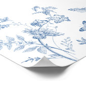 Toile Bleue De Jouy Baby shower Floral Affiche de  (Coin)