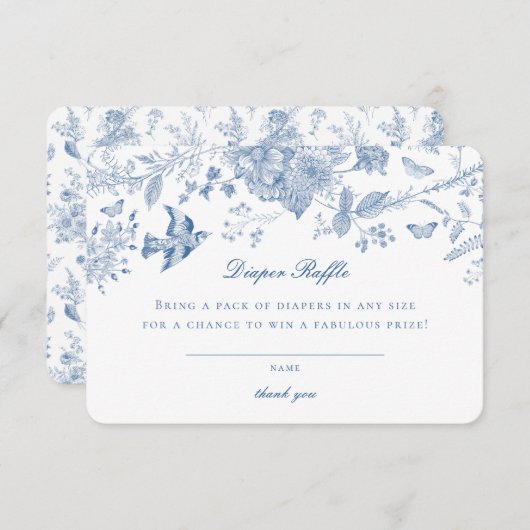 Toile Bleue De Jouy Déchets Raffle Invitation Inse (Devant / Derrière)