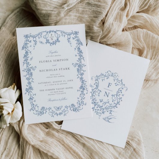 Toile Bleue De Jouy Faire-part de mariage Chinoise