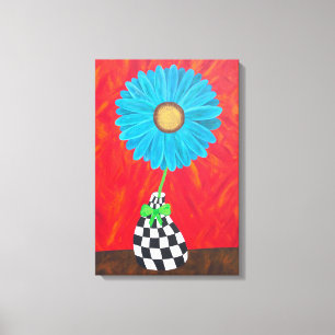 Toile bleue de mur de vase à fleur d'art