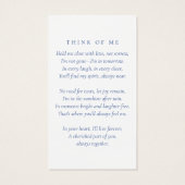 Toile Bleue Floral Photo Funéraire Carte de prière (Dos)