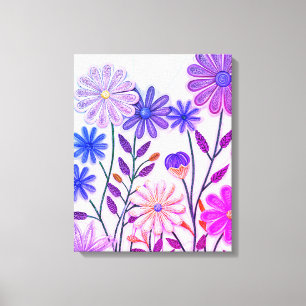 Toile Blooms dans papier et filetage : Fleur sauvage 3D