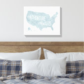 Toile Blue Adventure Attend US Map Kids Room Decor (Insitu(Chambre))
