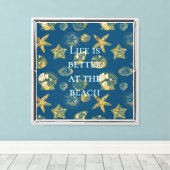 Toile Blue Beach Gold Sea Shells (Insitu (Plancher de Bois))