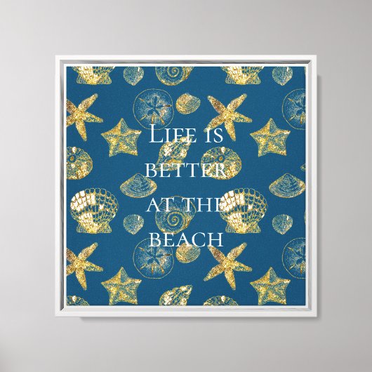 Toile Blue Beach Gold Sea Shells (Recto)