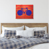 Toile blue bicycle & gol/red stripes (Insitu(Chambre))