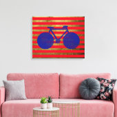 Toile blue bicycle & gol/red stripes (Insitu(Salon))