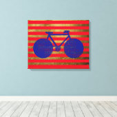 Toile blue bicycle & gol/red stripes (Insitu (Plancher de Bois))