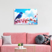 Toile Blue Bird on Cherry Blossom Branch (Insitu(Salon))