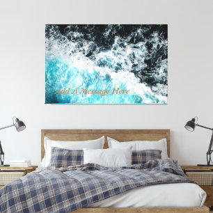 Toile Blue Black Ocean Waves Hawaii personnalisable