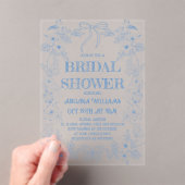 Toile Blue Bow Bruids Douche Uitnodiging Acryl Uitnodigingen (Insitu (Draagbaar))