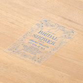 Toile Blue Bow Bruids Douche Uitnodiging Acryl Uitnodigingen (Laagn)