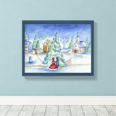 Toile Blue Christmas Village Wall Art (Insitu (Plancher de Bois))