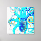 Toile Blue colorful octopus (Recto)