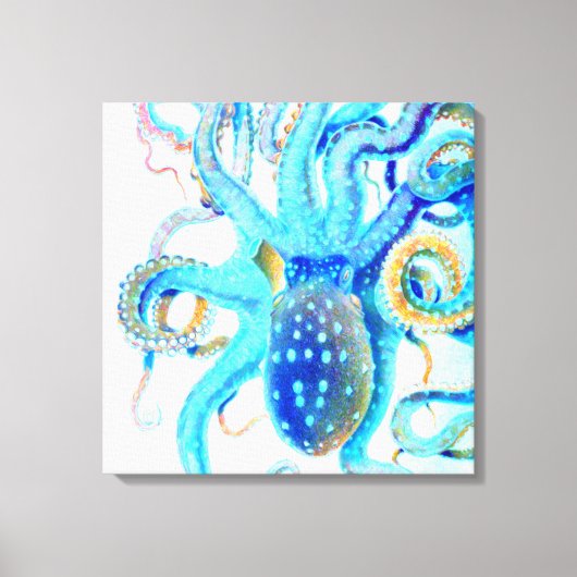 Toile Blue colorful octopus (Recto)