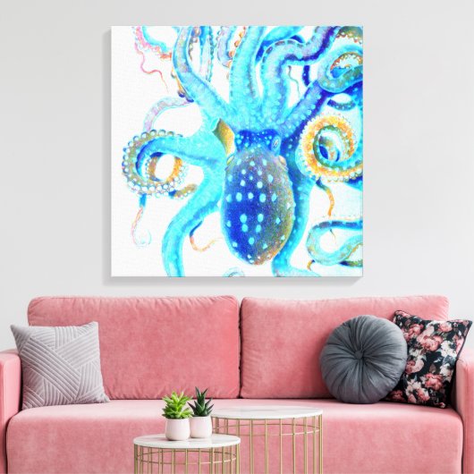 Toile Blue colorful octopus (Insitu(Salon))