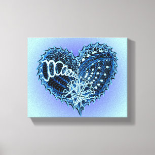 Toile Blue Doodle Heart